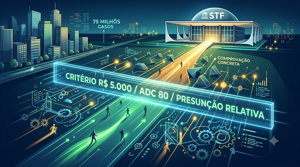 Ilustração do STF e dos novos critérios de justiça gratuita definidos na ADC 80